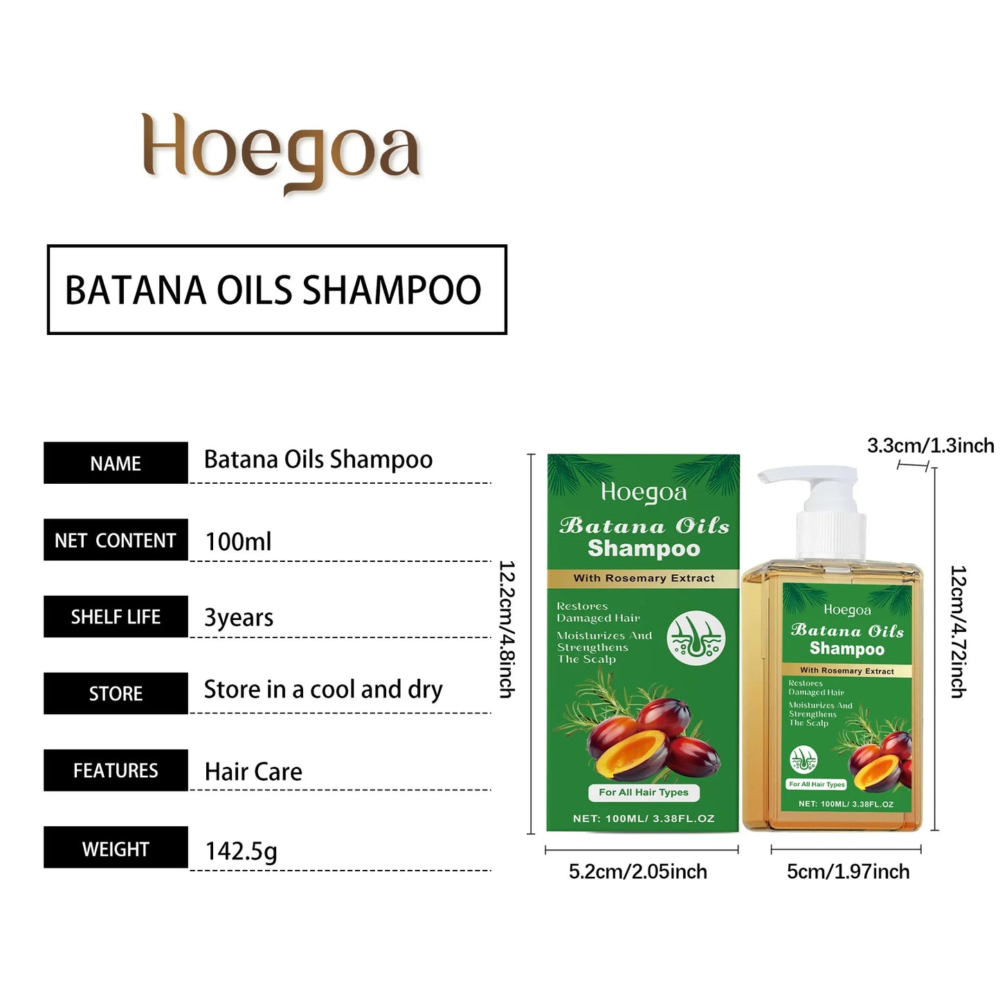 HOEGOA Batana Oils Shampoo All-Round Scalp Care Keep Healthy Luster Promotes Hair Growth Prevents Hair Loss