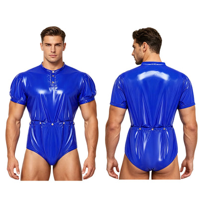 Men Women Waterproof Glossy Bodysuit Leak-proof Washable Diaper Cover Elderly Bedridden Special Needs Adaptive Jumpsuit Swimwear