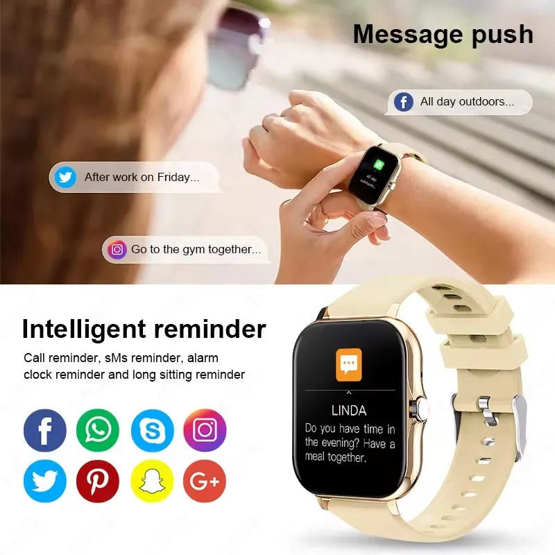 New Smart Watch Android IOS Phone 1.44 Inch Color Screen Bluetooth Call Blood Oxygen/Pressure Monitoring Smart Watch Women Men