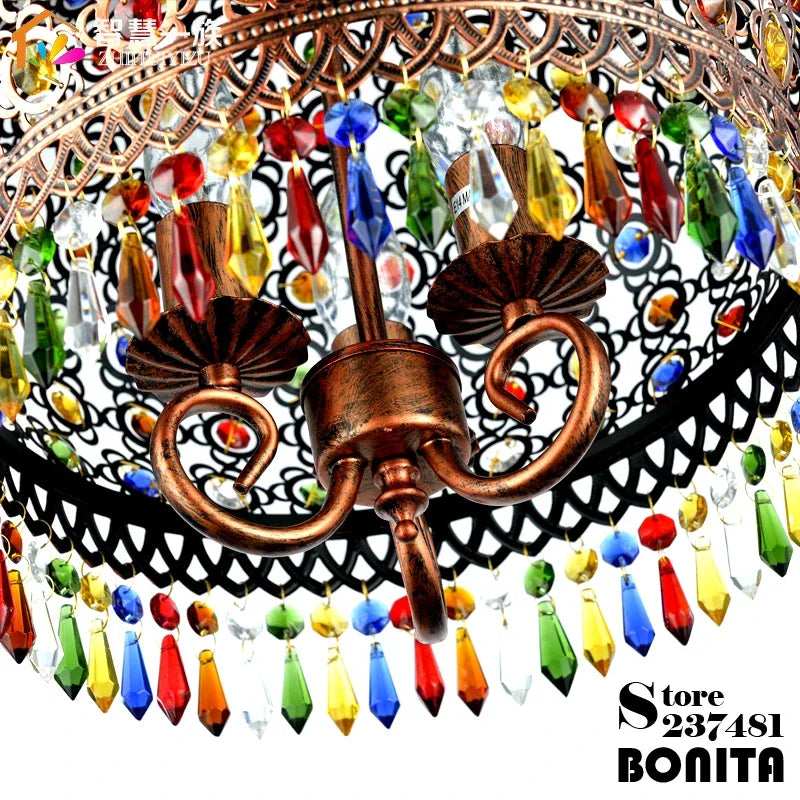 design lamp pendant lighting crystal Bohemia Retro droplight Iron handmade pendant lights for restaurants hanging lights bedroom