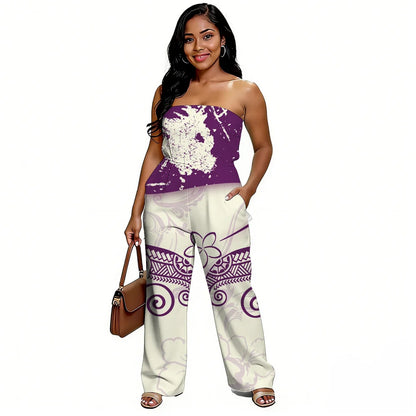 Newly designed Polynesian-style casual loose-shoulder women's one-piece pants with ethnic style - Samoan wide-leg pants