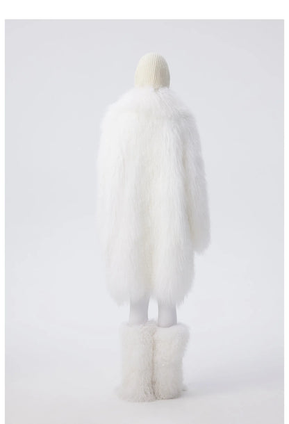 Lautaro Autumn Winter Long Oversized White Thick Warm Soft Faux Fur Coat Women Loose Stylish Luxury Fluffy Overcoat Streetwear