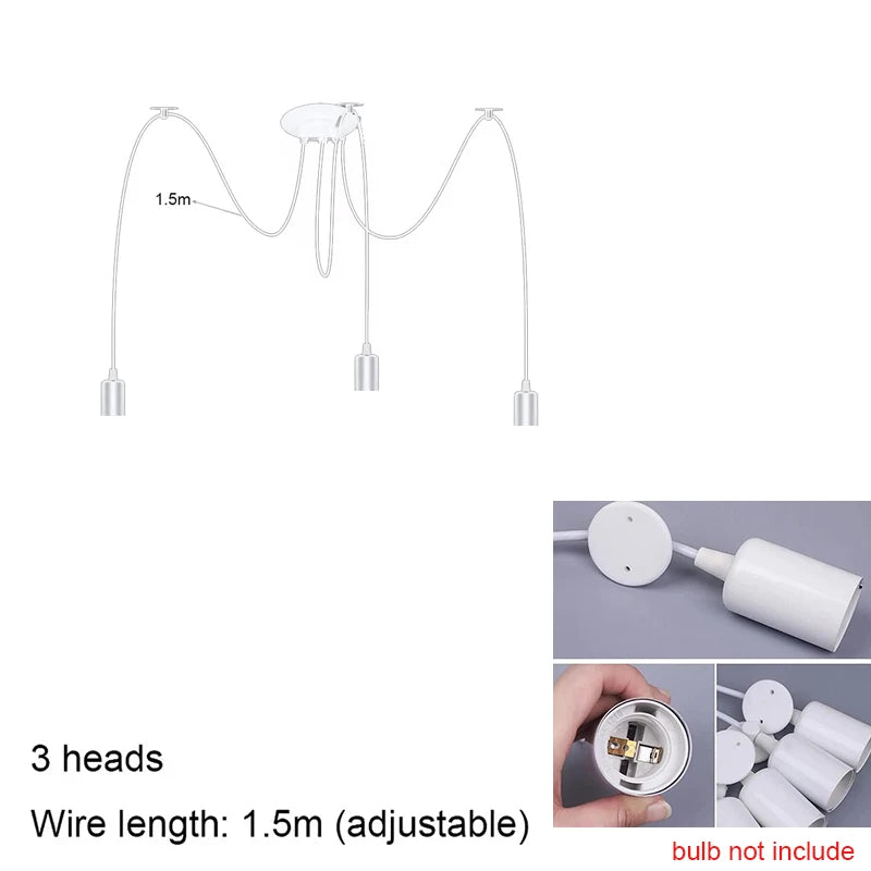 DIY Spider Lights Vintage Chandelier Edison Industrial Hanging Lamp Ceiling Multiple Pendant Light Kitchen Farmhouse Living Room