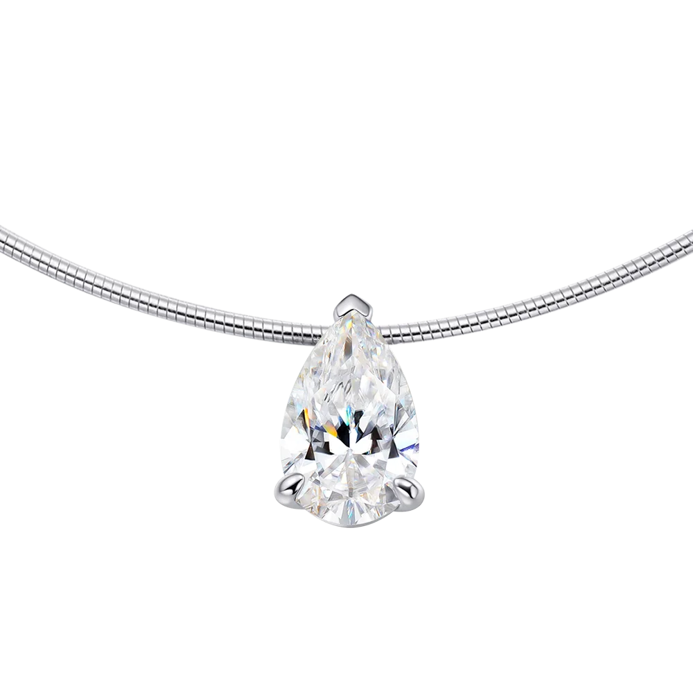 Serenity 3ct 5ct Pear Cut Moissanite Necklace for Women S925 Sterling Silver Chain Jewelry Sparkling Water Drop Pendant Necklace