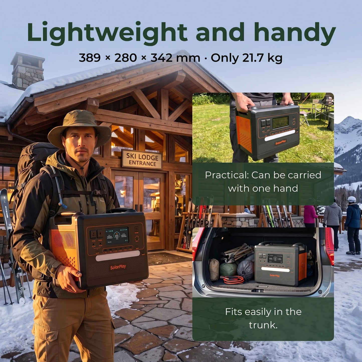 SOLARPLAY Q2402M Portable Energy Storage Power Station 2500W 2304Wh LiFePO4 Battery Support Foldable Solar Panel Charging Multi AC Output for Camping RV Home Off-Grid Power Supply