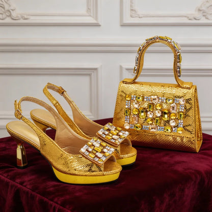 2026 New Design Elegant Women's High Heels Shoes & Bag Set Rhinestone-Embellished Designer Shoes Perfect for Special Occasionss