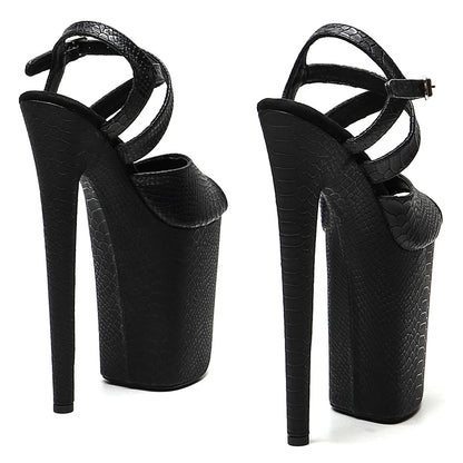 Leecabe 23CM/9inches Snake PU Upper Fashion Trend Exotic Sexy Romantic Platform Sexy High Heels Sandals Pole Dance Shoes