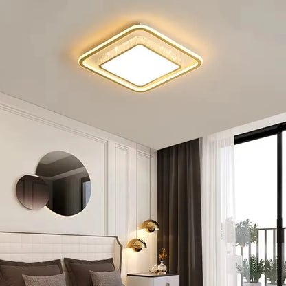 Luxury Living Room Lights Lustre Home Decoration LED Ceiling Lamp Modern Square Acrylic Gold Hall Bedroom Dining Room Fixtures