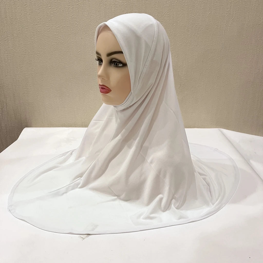 H124 Adults high quality big size muslim hijab scarf with chin part islamic headscarf hats armia pull on headwrap turban caps