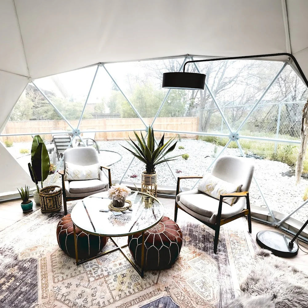 Flame Retardant Geodesic Dome Liner, Aluminum Foil Thermal Canvas Inner Cover for Outdoor Glamping Tent Accessory