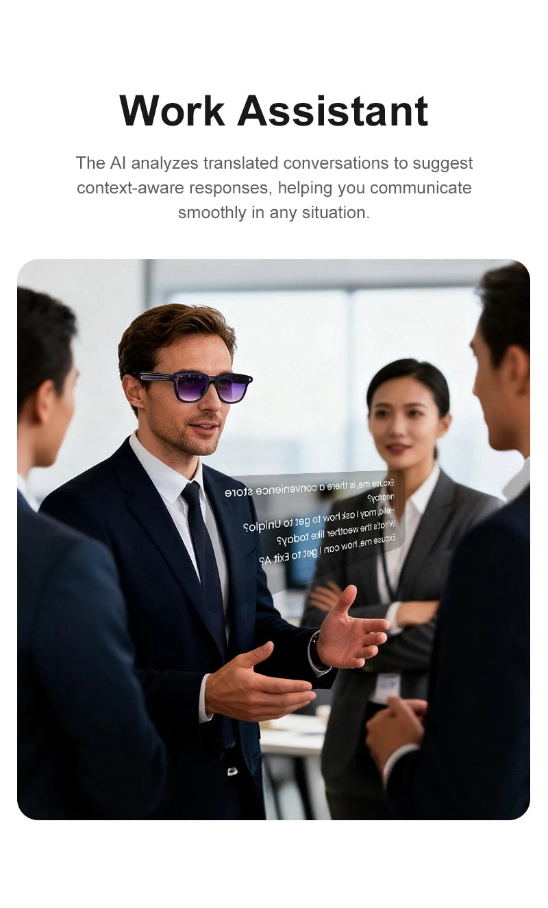 AI Smart Glasses 800W HD Camera Photo Video Record Voice Assistant Real-time Translation Waterproof Chat GPT Music Smart Glasses