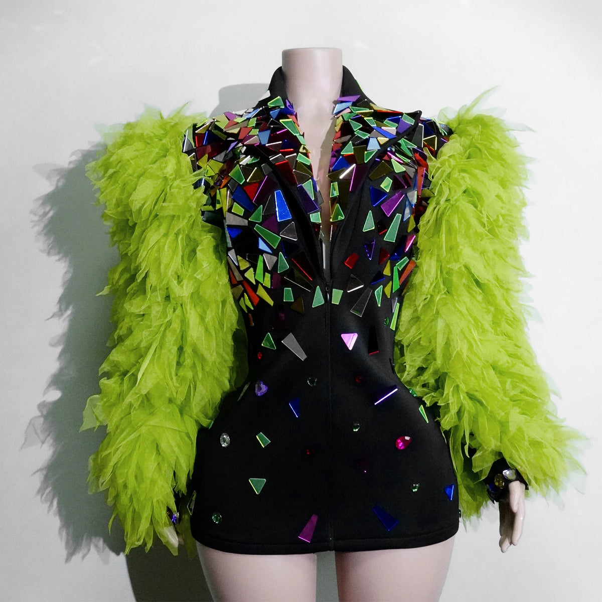 Blue Cowboy Mirror Jacket Women Shiny Stage Performance Costume Party Dance Nightclub Rave Singer DJ Hip Hop Dance Outfit