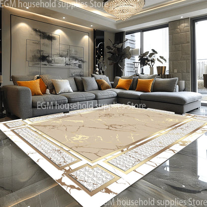 European Style Luxury Large Rugs for Living Room Black Gold Parlor Sofa Carpet Non-slip Easy Cleaning Soft Rug Coffee Tables Mat