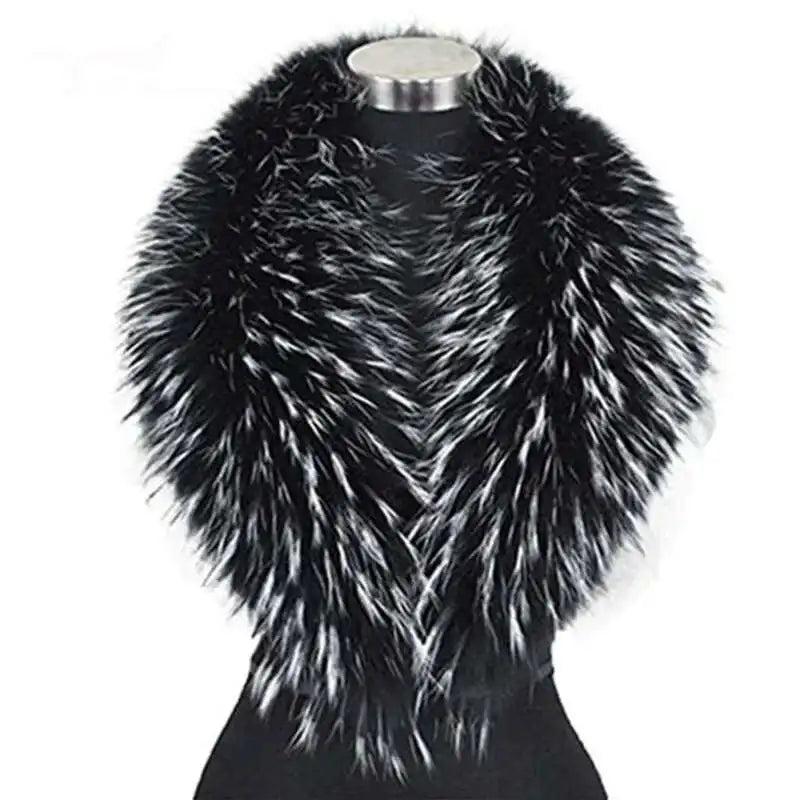 Raccoon Fur Collar Female Winter Fur Collar Coat Jacket Shawl Women Furry Fur Collar Scarves Neck Warmer Natural Fur Scarves