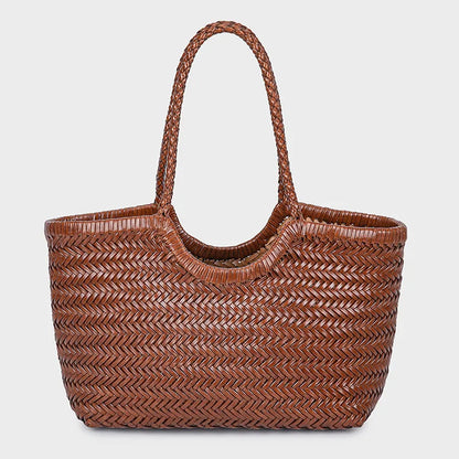 Handbags Women's Genuine Leather Shoulder Bag Weaving Casual Shopping Bag Vintage Big Tote Purse Cowhide Cross Hand Bags Lady