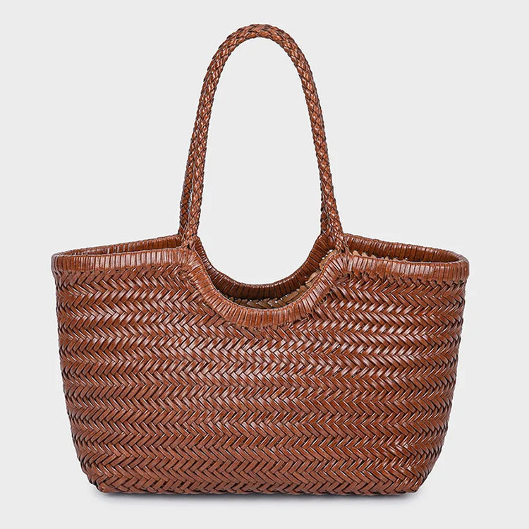 Handbags Women's Genuine Leather Shoulder Bag Weaving Casual Shopping Bag Vintage Big Tote Purse Cowhide Cross Hand Bags Lady
