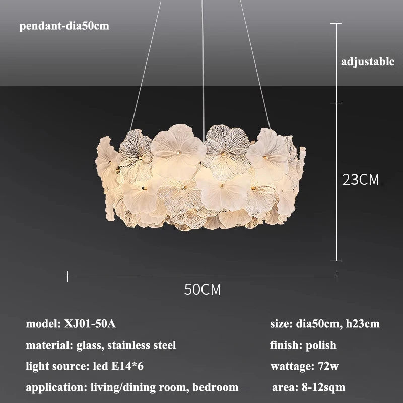 Modern Lustre Glass Flower Led Chandeliers Lighting Living Dining Room Pendant Lights Home Decor Bedroom Hanging Lamp Luminaire