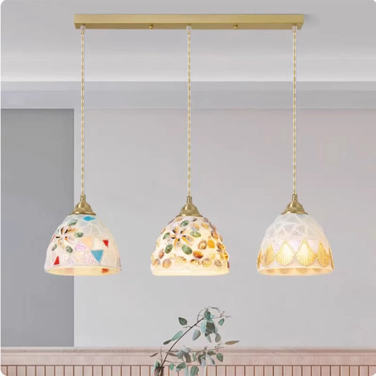 Glass Ceiling Chandelier Creative Sea Shell Lampshade Bedroom Bedside Hanging Lamp Interior Decoration Lighting Pendant Lights