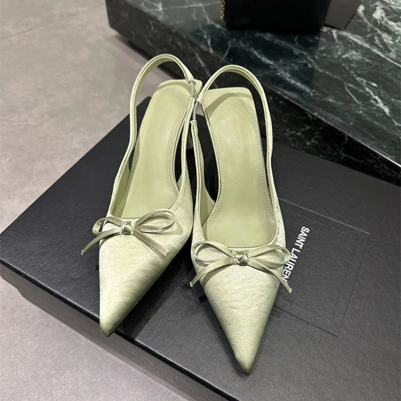 Designer Luxury Summer Women Sandals Fashion Pointed Toe Butterfly-knot Shoes Ladies Elegant High Heels Party Club Sandalias