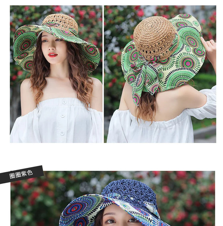 2023 NEW Women's Summer Bucket Folding Fashion Straw Hat Panamas UV Protection Sun Visor Seaside Beach Hat Tide Summer Hats