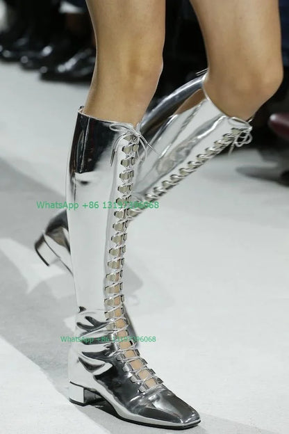 Lady buckle hollow chunky heel calf boots summer dress party solid shoes Mary Jane leather PU boots office lady shoes footwear
