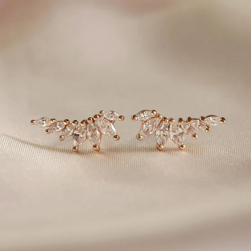 Women's 925 Sterling Silver Ear Needle Crystal Zircon Water Droplets Stud Hoop Gold Huggie Earrings Premium Luxury Party Jewelry