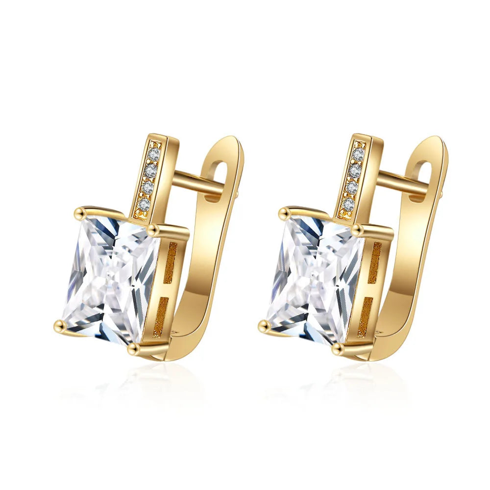 925 Silver Needle Princess Crystal Square Zircon Drop Earrings for Women Trendy Simplicity Jewelry Girl Sweet Gifts New