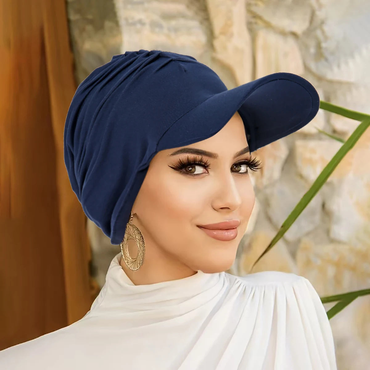 New Wide Brim Headwraps Hat for Women Muslim Turban Cap Multicolor Pullover Bonnet Travel Beanies Sun Hat Hair Loss Fashion