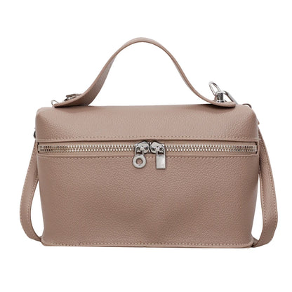 Fashionable Light Luxury Solid Color Box Bag Litchi Pattern Portable Carrying Crossbody Bag Daily Commuting Versatile Square Bag