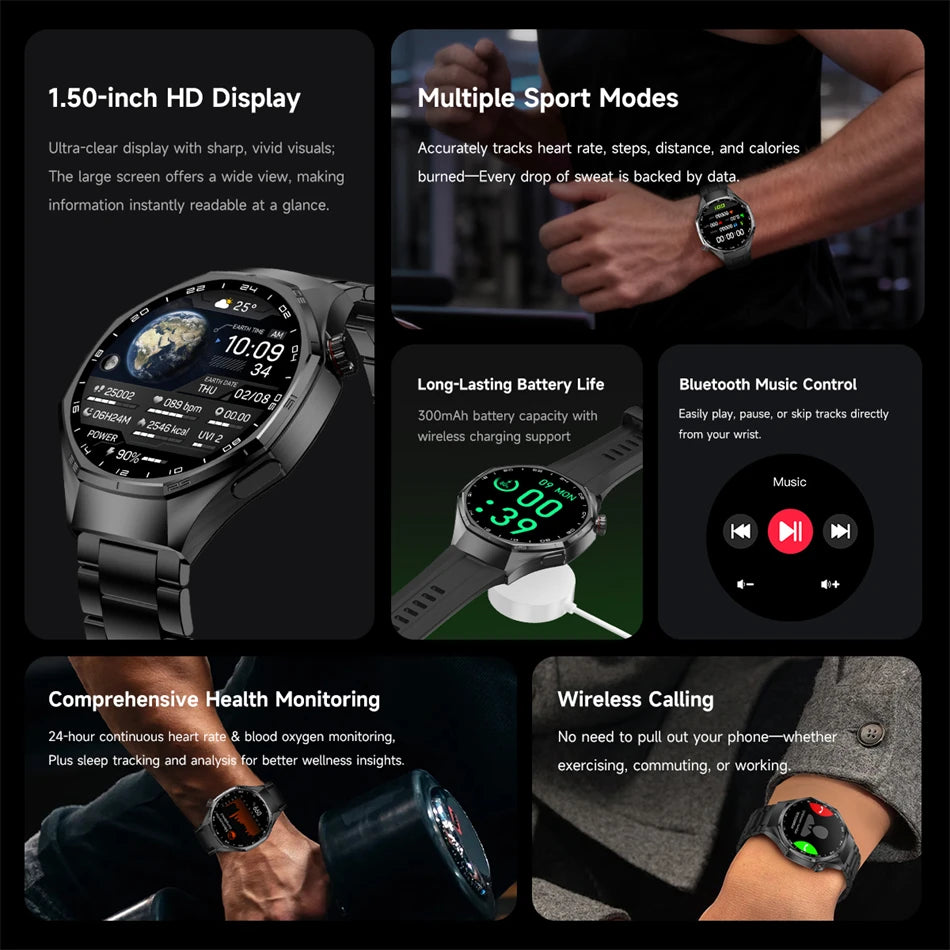 2026 New Global Version Watch 6 Pro GPS Smart Watch Men AMOLED Screen Sports Fitness Track Bluetooth Call Waterproof Smartwatch
