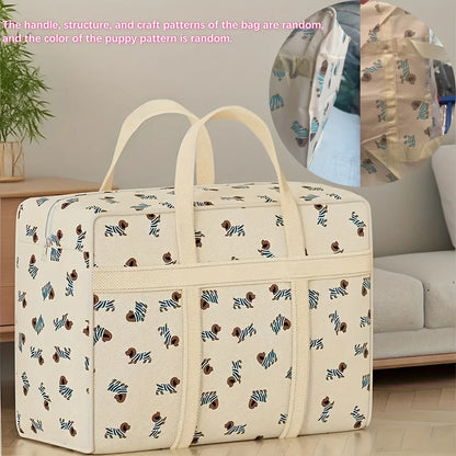 1pc Foldable Luggage Organizer Bag with Cute Puppy Pattern,Large Capacity Space-Saving Travel Storage Bag,Durable Polyester bag