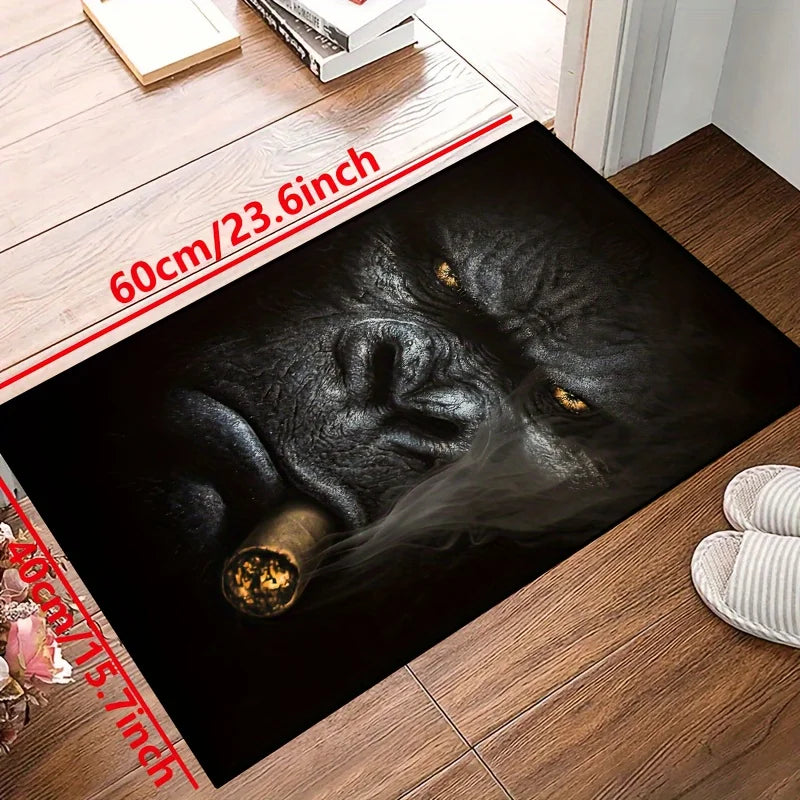 Chimpanzee Print Waterproof Doormat, Non-Slip Machine Washable Rug for Indoor Outdoor Multi-Room Home Decor