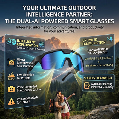 AI Smart Glasses With Camera 4K HD Video & Photo Capture, Real-Time Translation, 8MP Pixel Anti-shake Outdoor Sports Goggles Men
