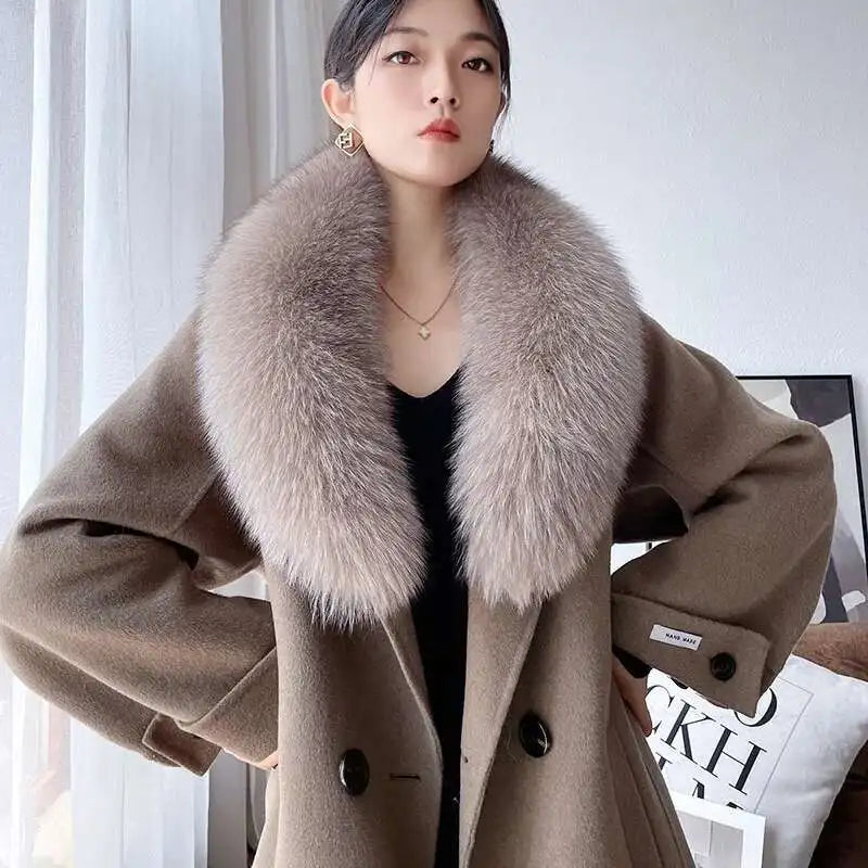 Real Fox Fur Collar for Women Coat Jacket Female Wraps Winter Warm Fur Scarf Extra Large Size Neck Warmer Fur Shawls Scarves