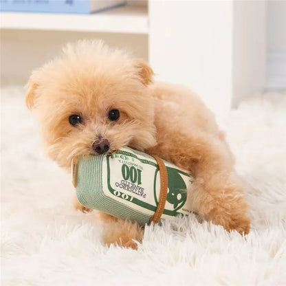 Plush Chew Toy for Dogs Money Shape Bite Resistant Squeaky Toy For Puppy Durable Chew-Resistant Interactive Dog Toy