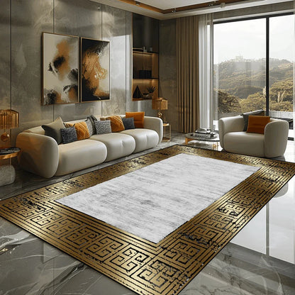 Golden Marble Carpet Luxury Bedroom Decoration Large Area Rugs Sofa Side Carpets for Living Room Soft Non-slip Lounge Floor Mat