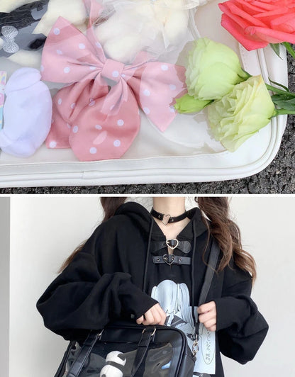 Harajuku Luxury Pu Ita Bag Crossbody Women Sweet Lolita Bags Cute Transparent Pocket Japanese Style Shoulder Purse Handbags