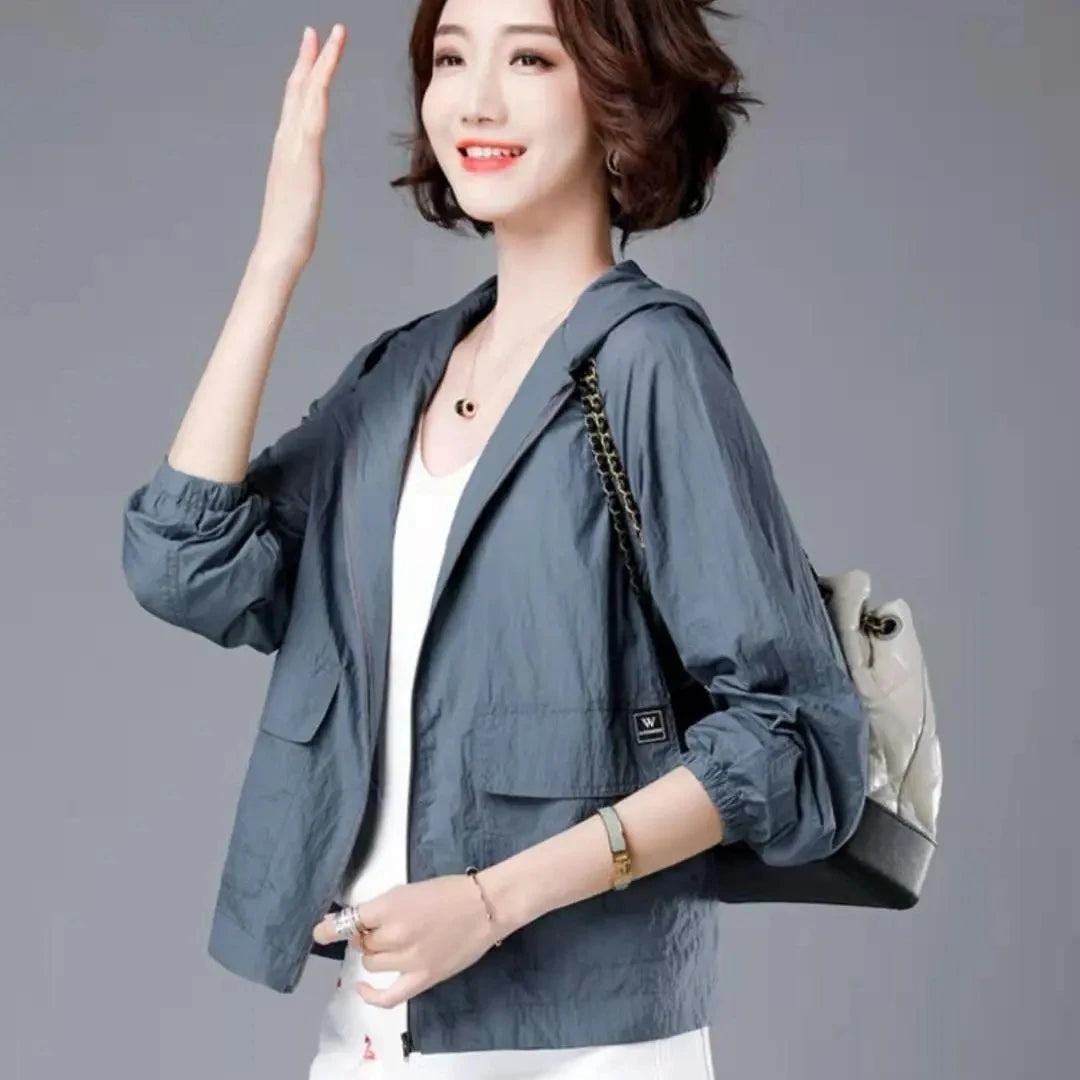 Women's Short Lightweight Loose Breathable Sun Protection Clothing Large Size Comfortable Trench Coat Summer Autumn Outerwear