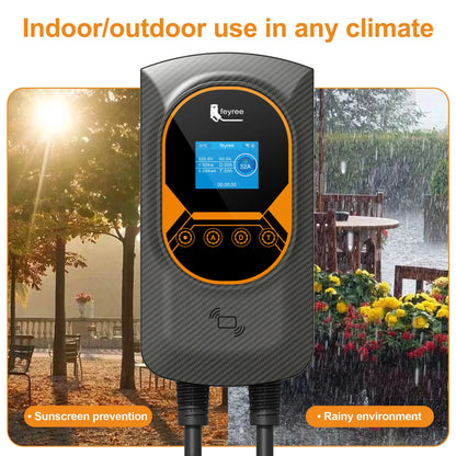 Feyree EV Charging Station 32A Electric Vehicle Car Charger EVSE Wallbox Wallmount 7.6/11/22KW Type2 Cable IEC62196 APP Control