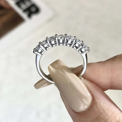 DWJ 0.7ct Real Moissanite Diamond Ring 925 Sterling Silver Engagement Daily Wear Rings for Women High Quality Fine Jewelry