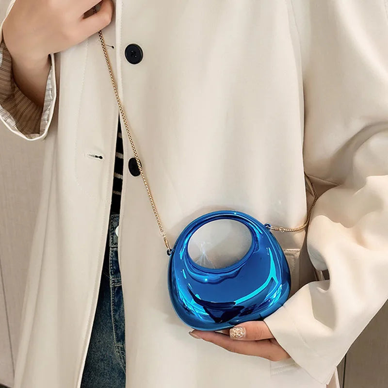 Luxury Designer Evening Clutch Clear Acrylic Women Handbags Fashion Shoulder Bag Half Moon Wedding Purses Party Tote Ladies