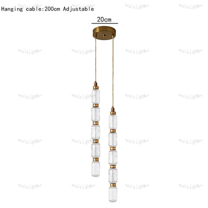 Creative Design Trendy Modern Glass Lamp Modern Home Decor Living Room Pendant Lights LED Foyer Hanging Lamp Long Table Lustre