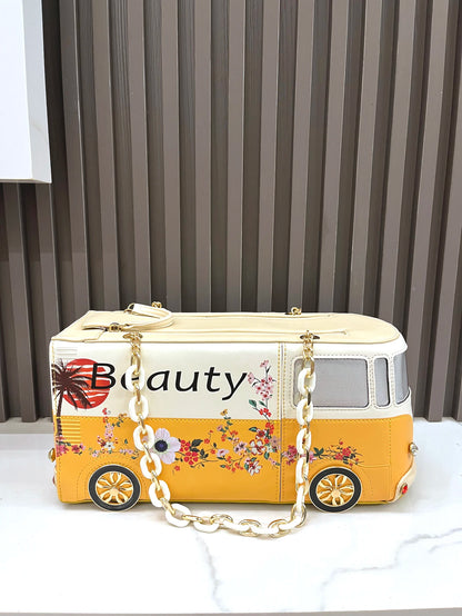 Luxury Designer Purses and Handbags Funny Bus Shape Bag Pu Leather Woman's Bag Purse High Quality Party Wedding Bag