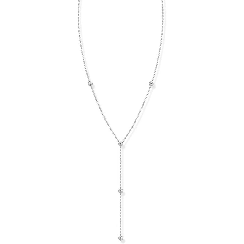 Rrjzz Moissanite Pendant Necklace D Color VVS1 GRA Certified Y-Shaped Necklace Chain for Women 14k Gold Plated/Silver Jewelry