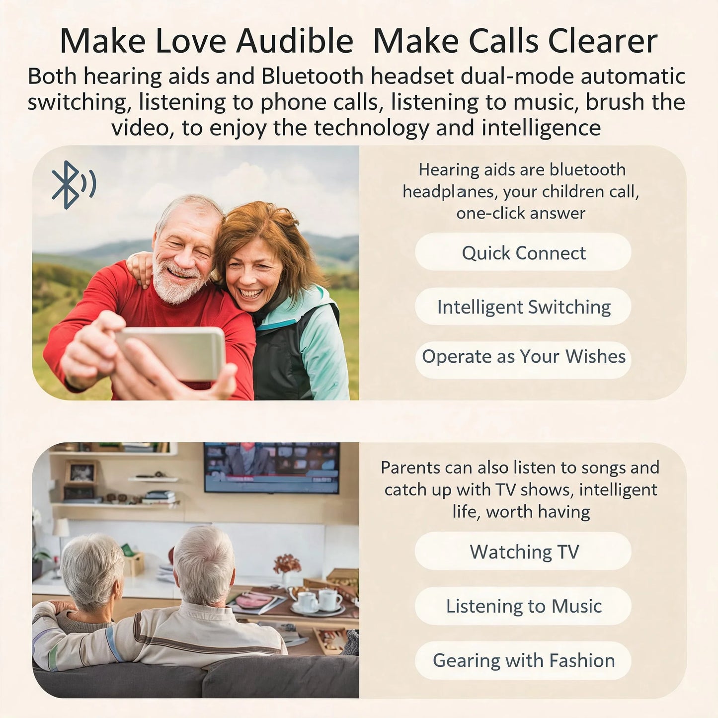 Open-Ear Bone Conduction Hearing Bluetooth Headphones for Deaf Multi-Channel Rechargeable Hearing Aids Headset Noise Reduction
