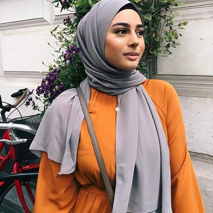 Muslim Chiffon Hijab Scarf Women Long Solid Color Head Wrap For Women Hijabs Scarves Ladies Muslim Veil Jersey Hijabs