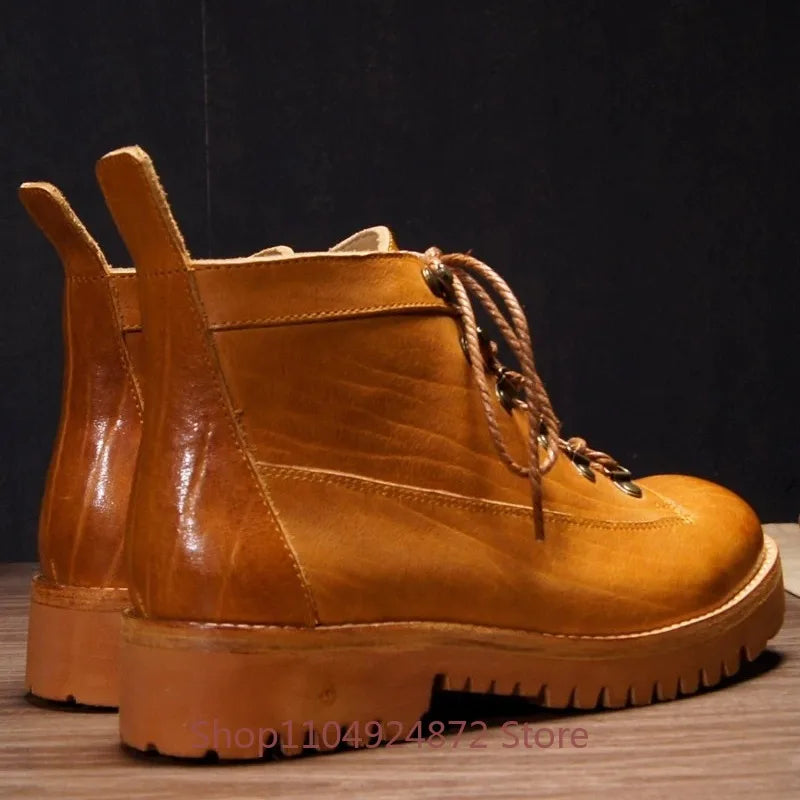 Designer Genuine Leather Office Casual Thick Sole Ankle Boots Men's Shoes Cowhide High End Fashion Work Chelsea Motorcycle Boots