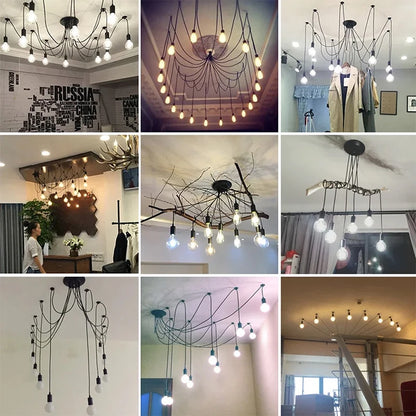 DIY Spider Lights Vintage Chandelier Edison Industrial Hanging Lamp Ceiling Multiple Pendant Light Kitchen Farmhouse Living Room