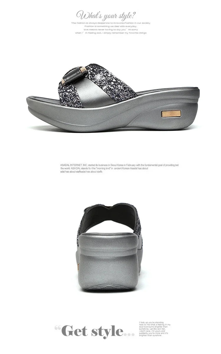 2024 Summer Women's Open Toe Casual Slippers Women Fashion Platform High Heel Female Slides Shoes Comfortable Wedge Sandals