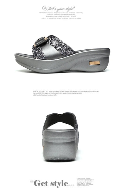2024 Summer Women's Open Toe Casual Slippers Women Fashion Platform High Heel Female Slides Shoes Comfortable Wedge Sandals